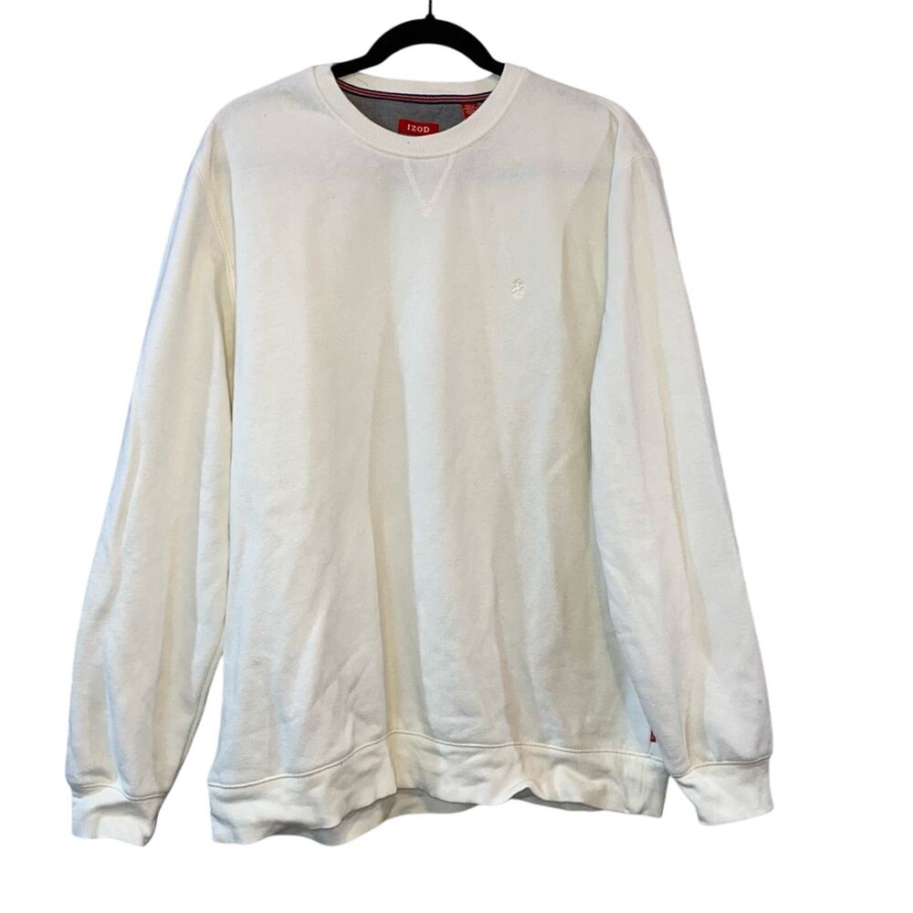 IZOD‎ Crewneck Sweatshirt Off White Cream Pullover Large
